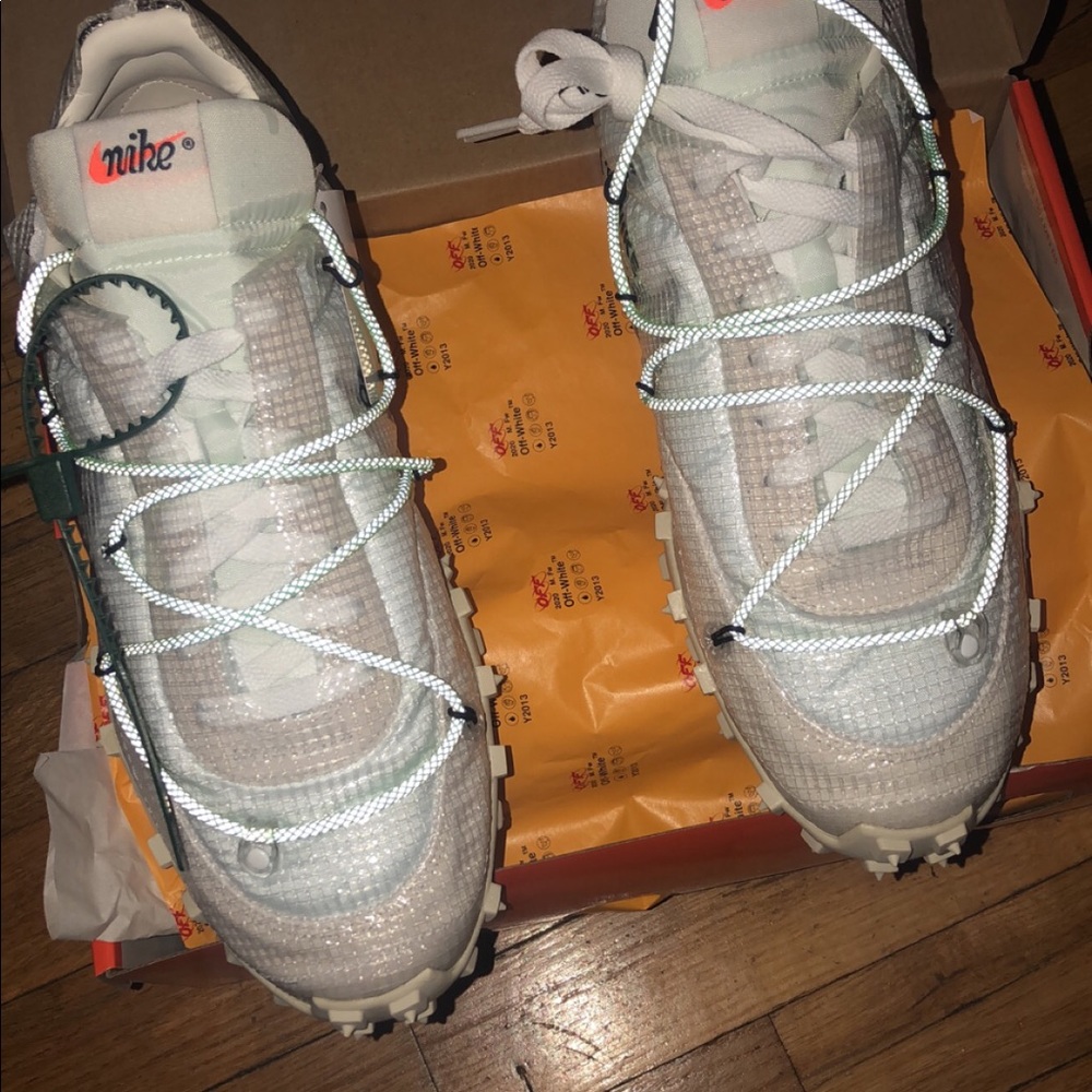 Off white nike waffle racer white electric green